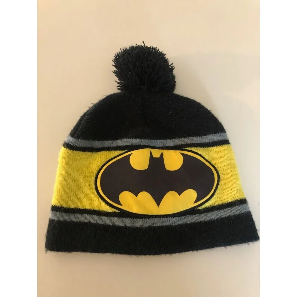 Batman Logo Wool Beanie DC Comics size16 Boys‎ Black with gray stripes